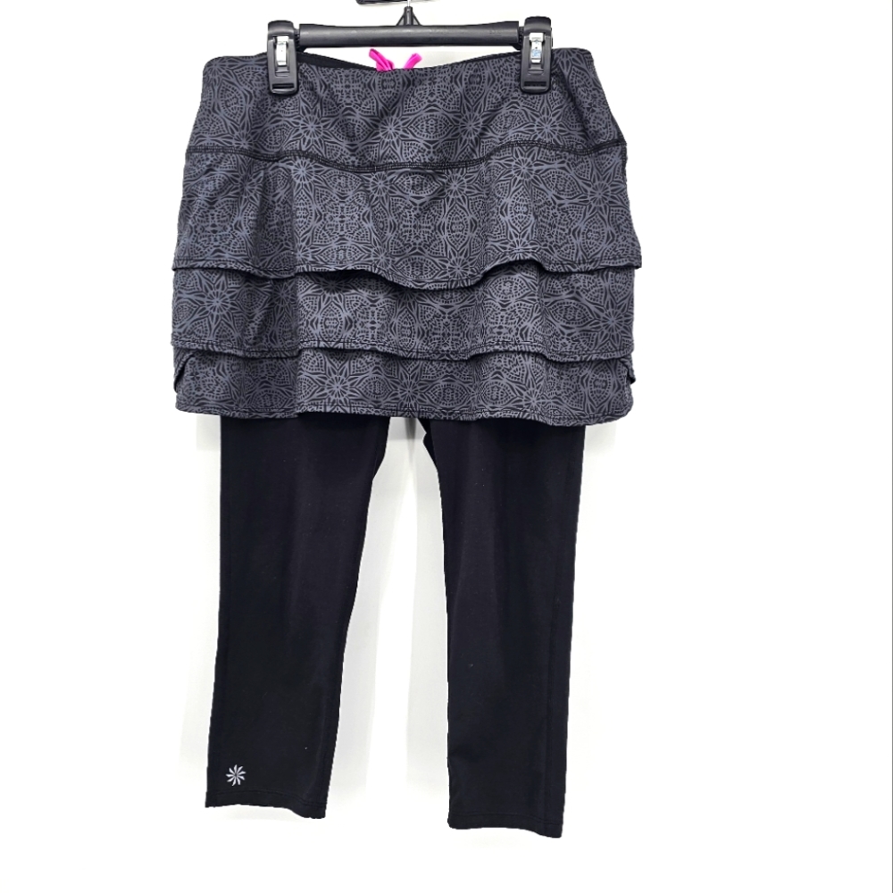 Athleta Black and Gray Layered Skirt Leggings
